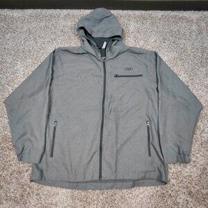 Audi Windbreaker Jacket Mens XXL 2XL Grey Full Zip Lightweight Hooded Racing
